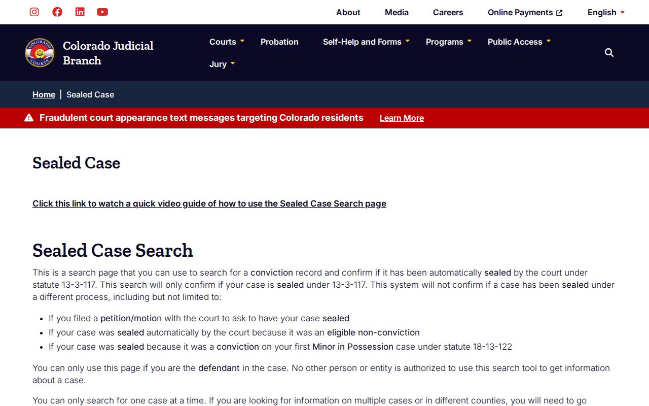 Conejos County arrest warrant own sealed case search