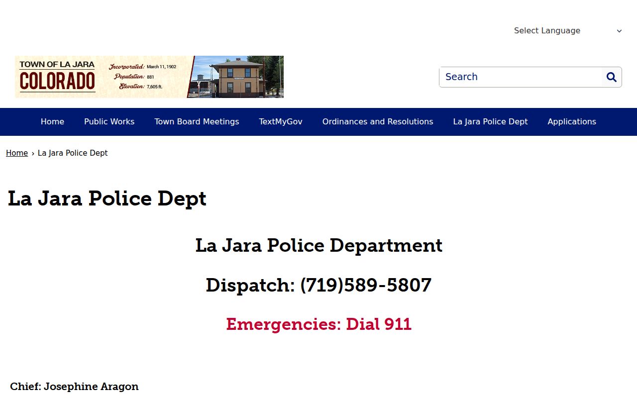 Conejos County municipal warrant routing through the La Jara Police Department