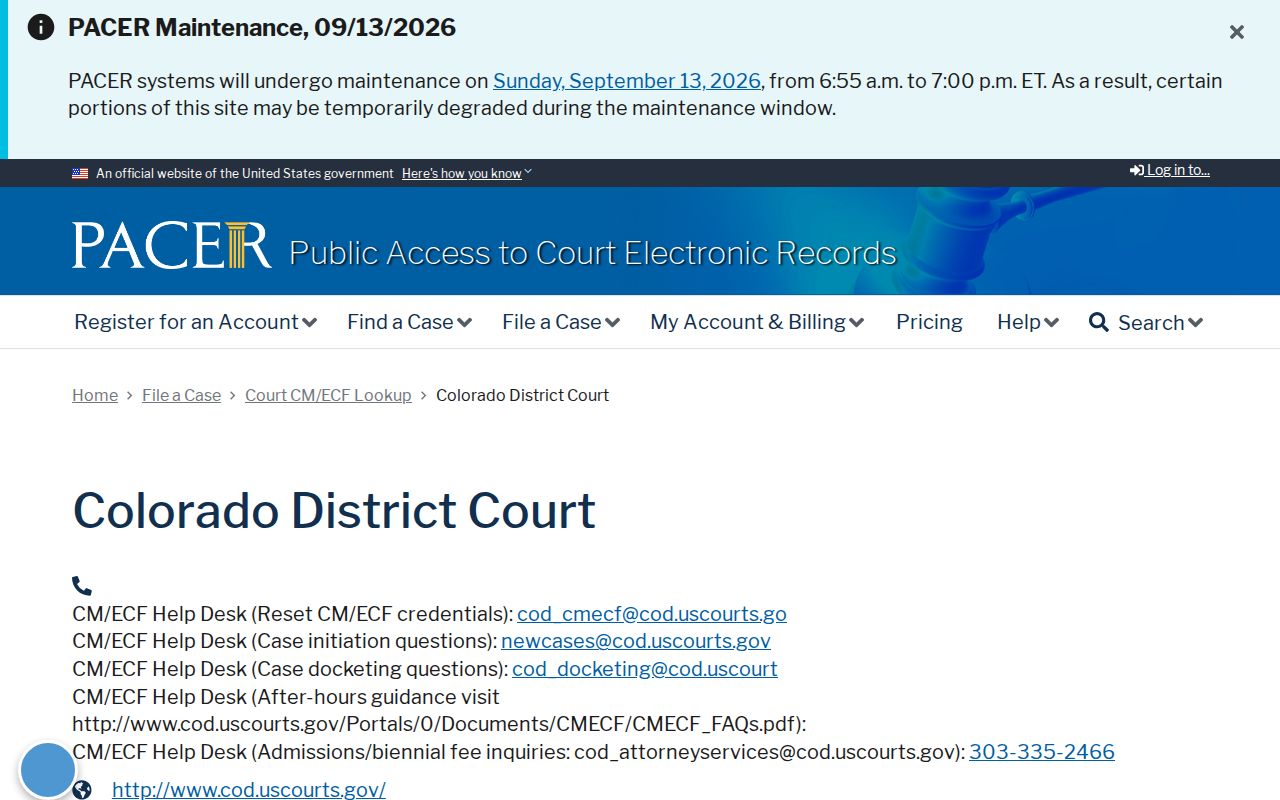 Conejos County federal arrest warrant PACER route